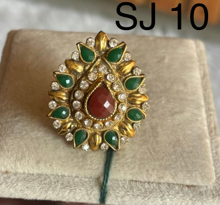 Brass material one gram polish Kundan ring