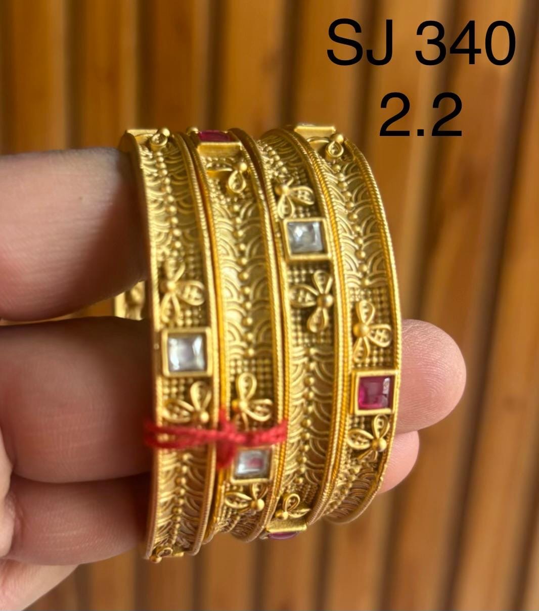Kundan Double Square Vine Bangle Set — original client product photograph