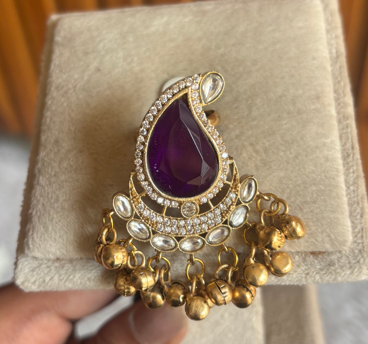 Brass material one gram polish Kundan ring