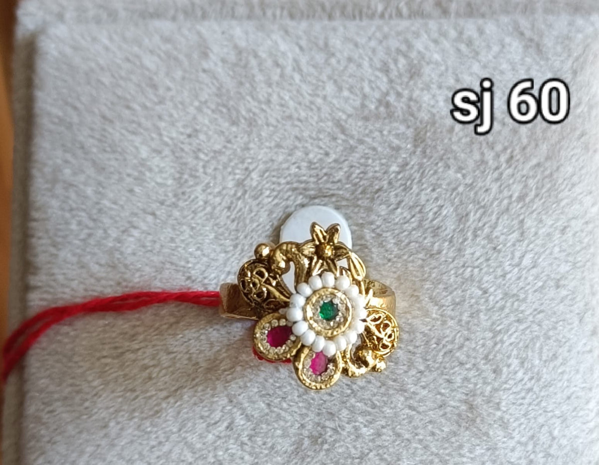 Brass material one gram polish Kundan ring