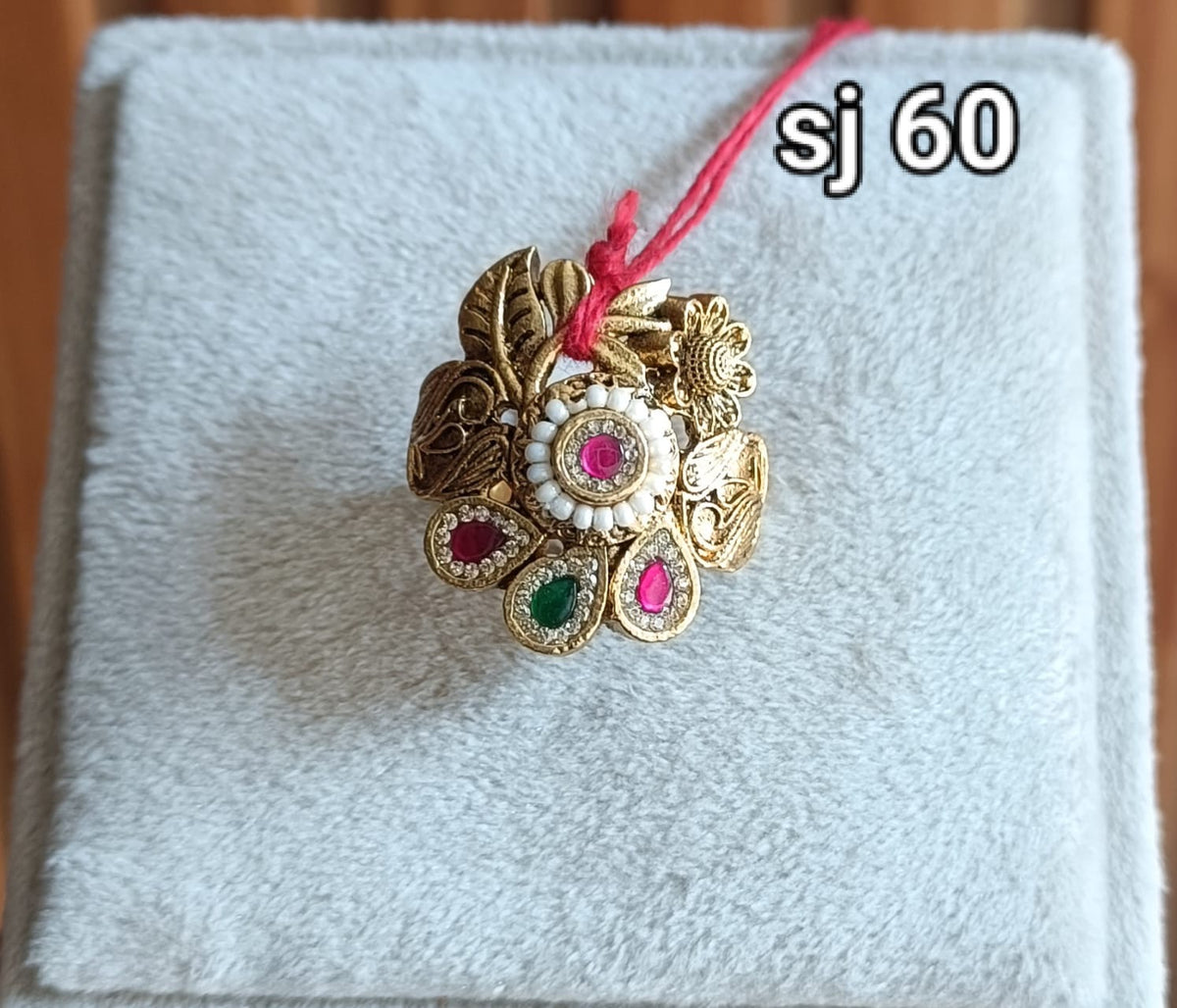 Brass material  one gram polish Kundan ring