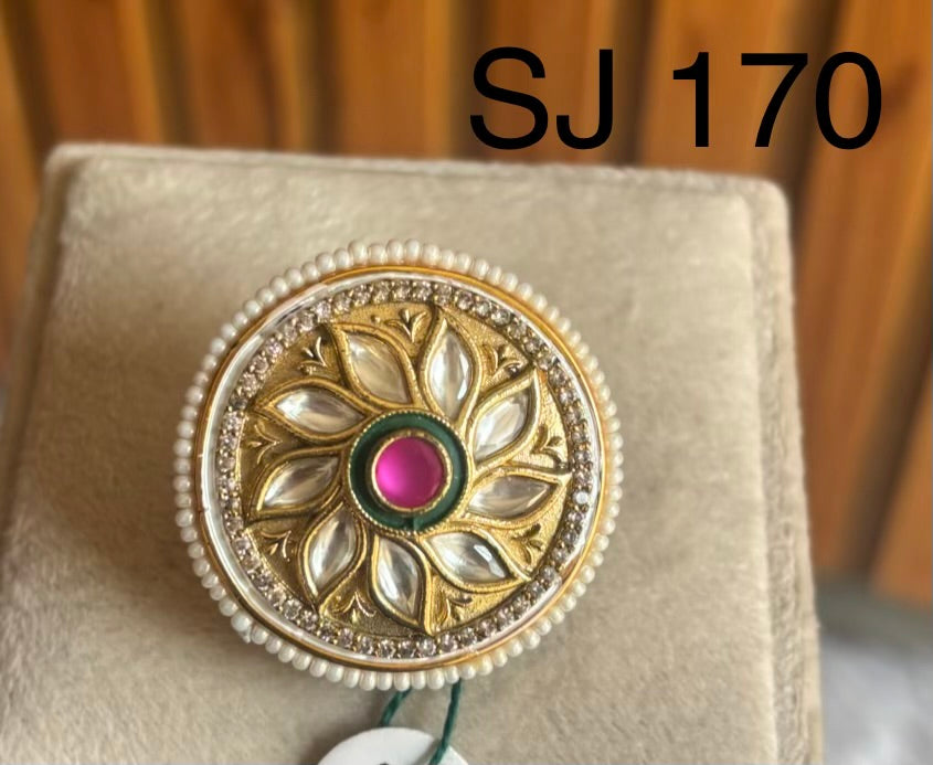 Brass material  one gram polish Kundan ring