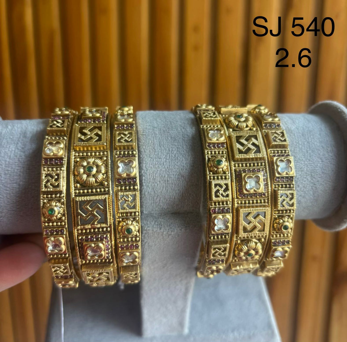 Kundan Temple Mosaic Multicolour Bangle Set — original client product photograph
