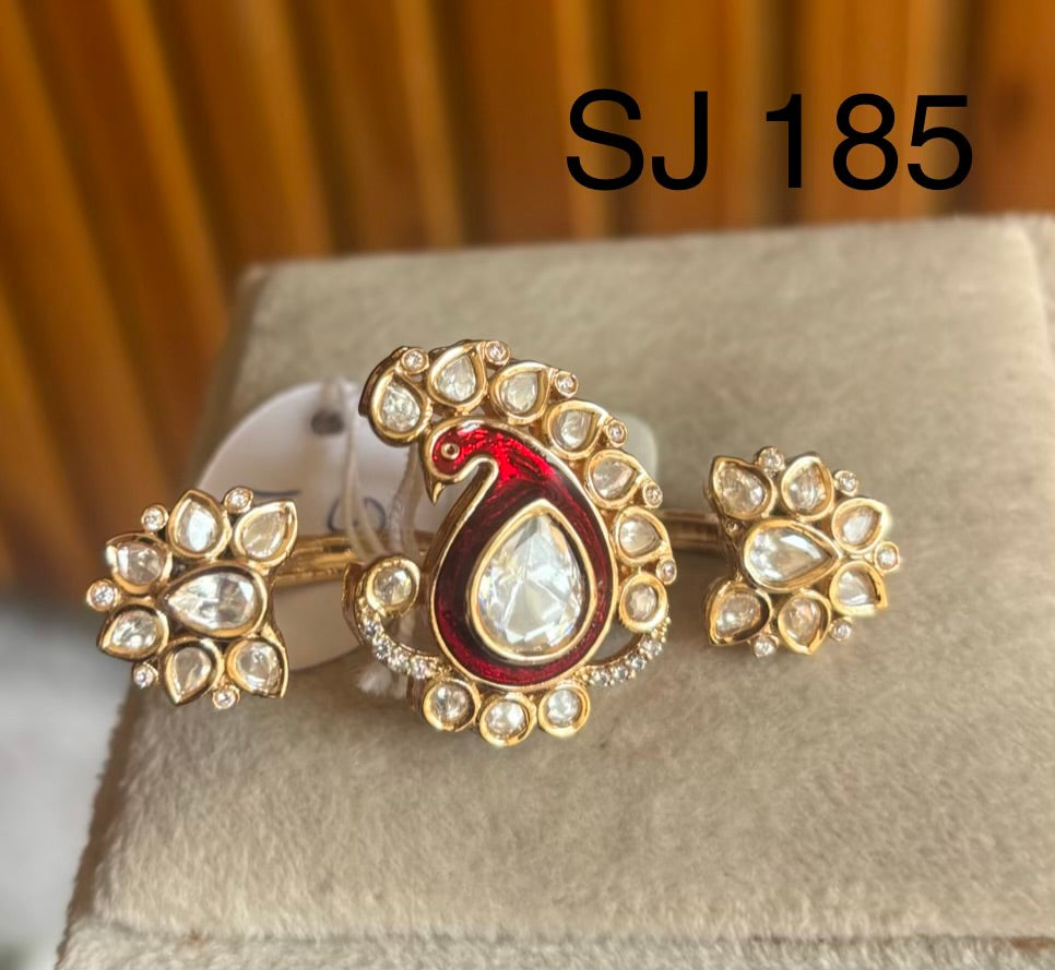 Brass material  one gram polish Kundan ring