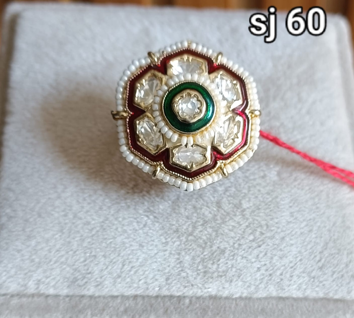 Brass material  one gram polish Kundan ring