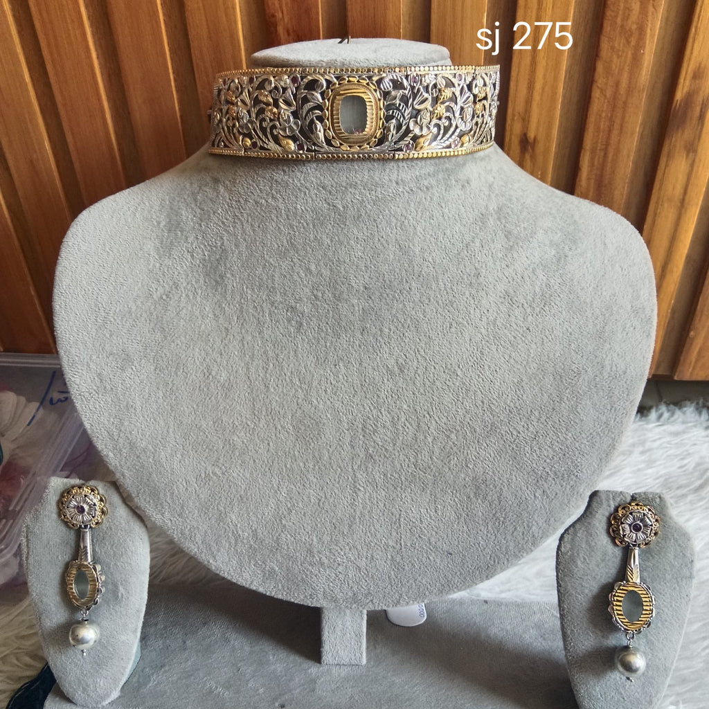 Fusion Blue Oval Filigree Choker Set — original product photograph