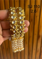 Kundan Round Stone Pearl Fringe Bangle Set — original client product photograph