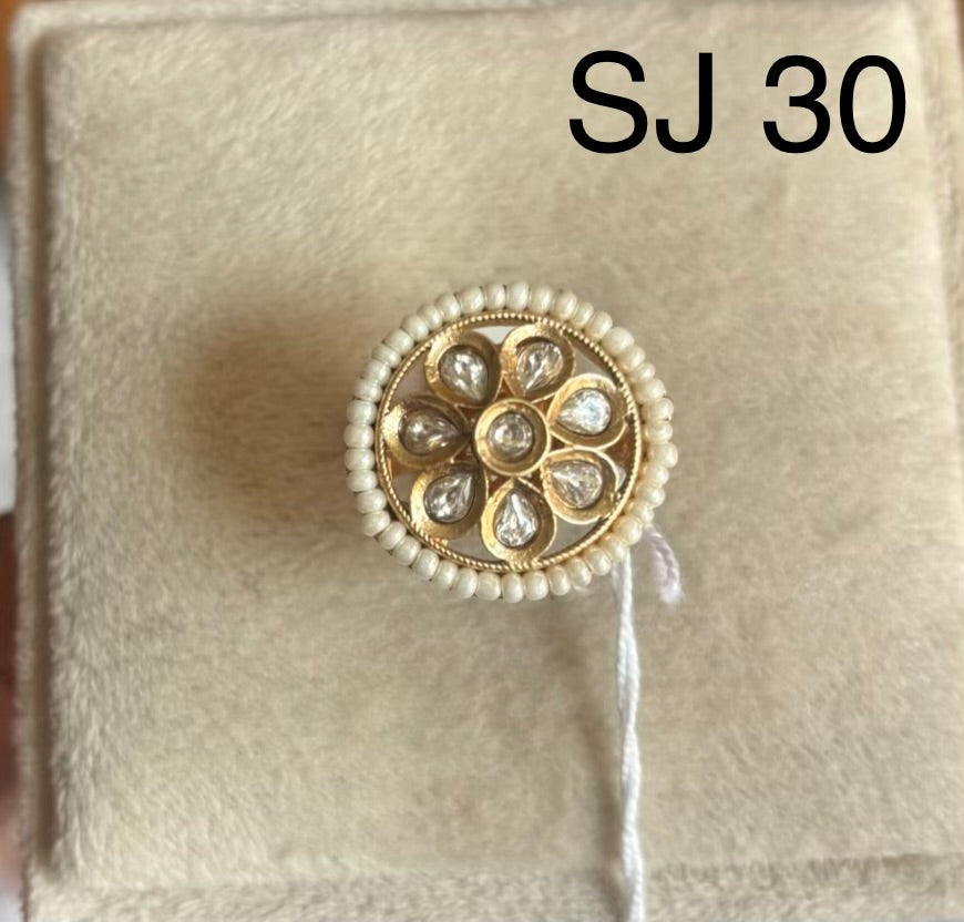 Brass material  one gram polish Kundan ring