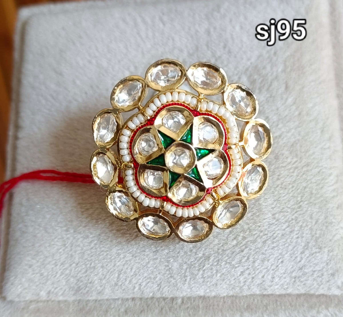 Brass material  one gram polish Kundan ring