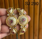 Kundan Round Floral Pink Accent Bangle Set — original client product photograph