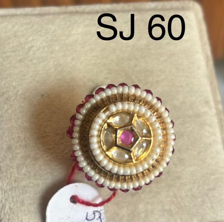 Brass material  one gram polish Kundan ring