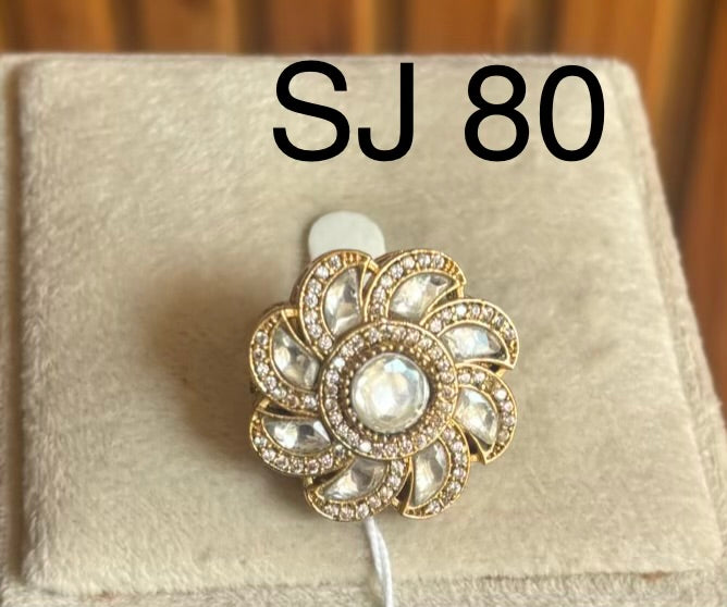Brass material  one gram polish Kundan ring