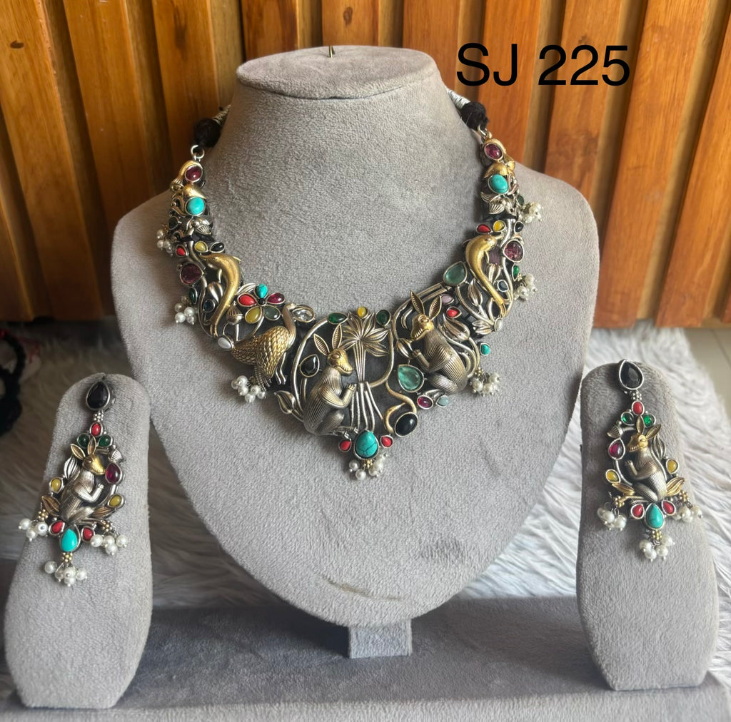 Fusion Multicolour Bird Motif Necklace Set — original product photograph