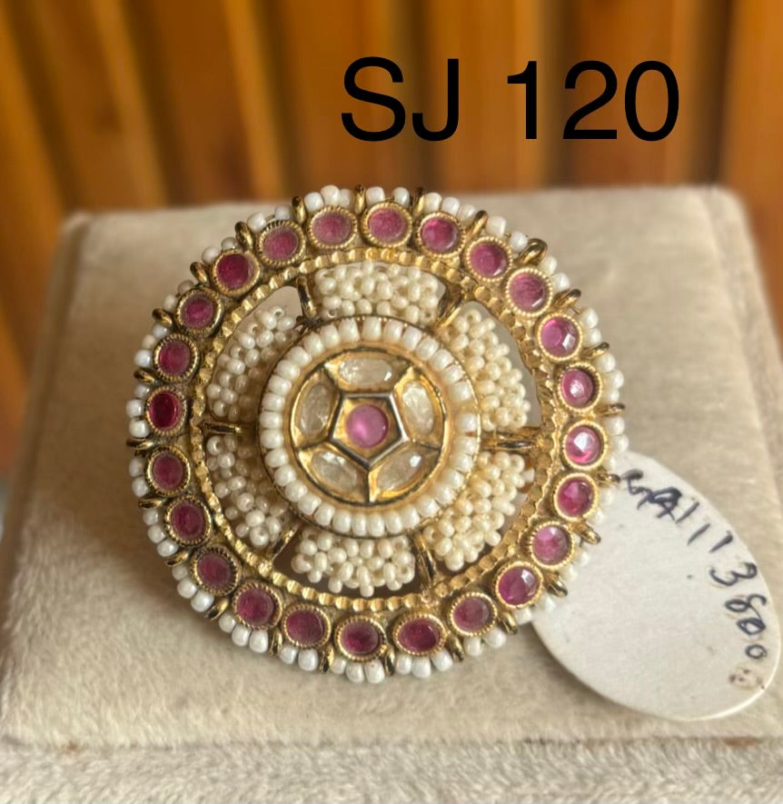 Brass material  one gram polish Kundan ring
