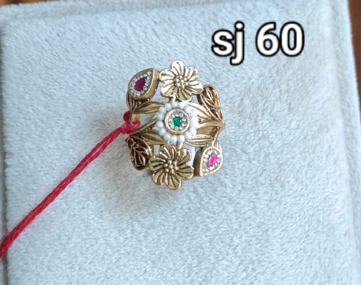 Brass material  one gram polish Kundan ring