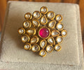 Brass material  one gram polish Kundan ring