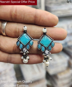 Blue Geometric Drop Earrings — original product photograph