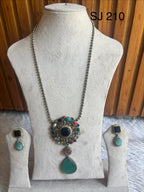 Fusion Green Teardrop Long Pendant Set — original product photograph