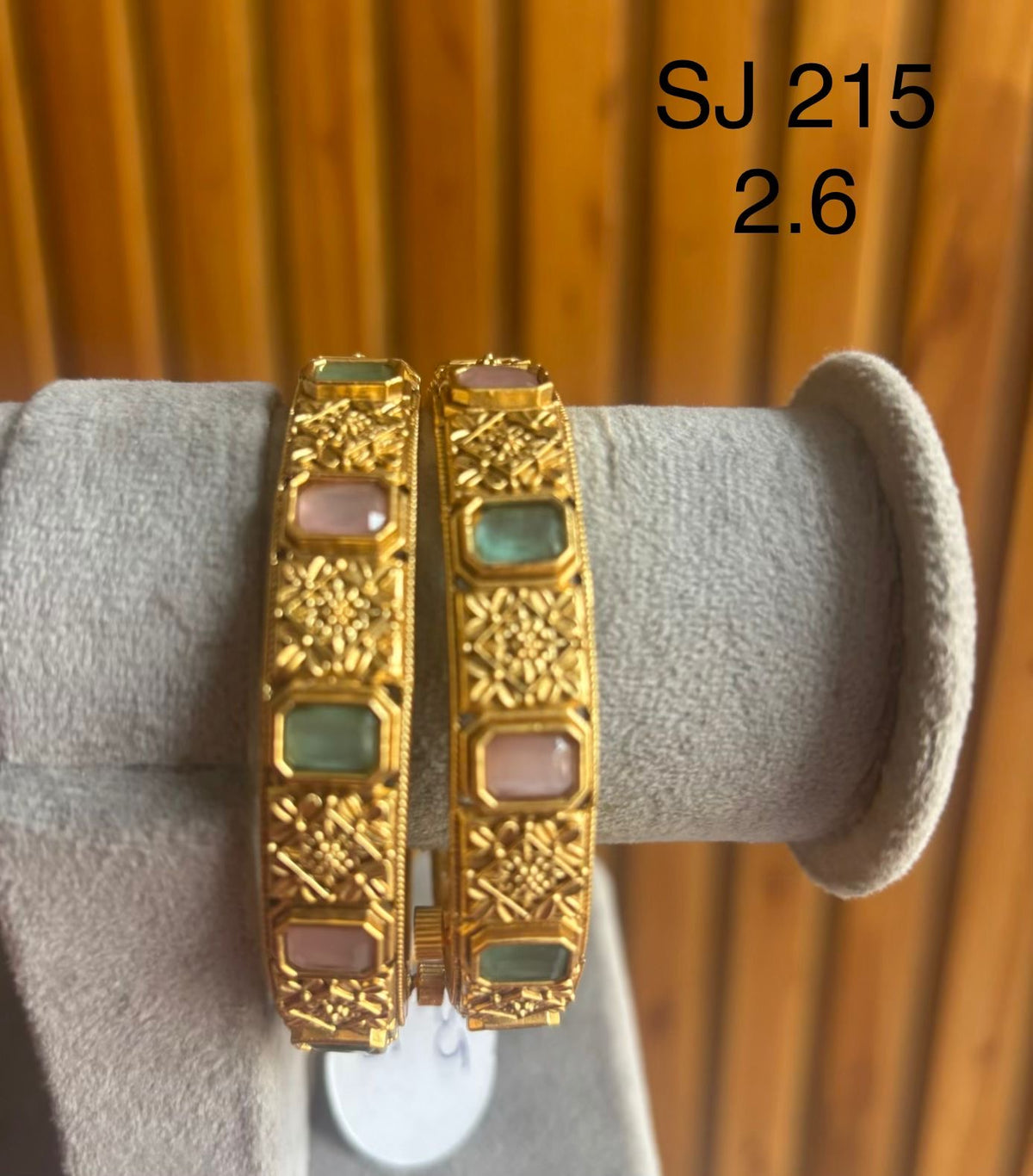Kundan Pastel Rectangle Floral Bangle Set — original client product photograph