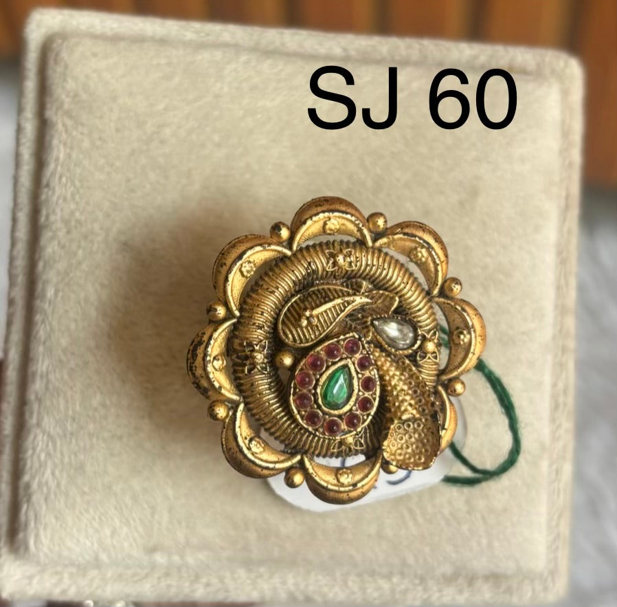 Brass material  one gram polish Kundan ring