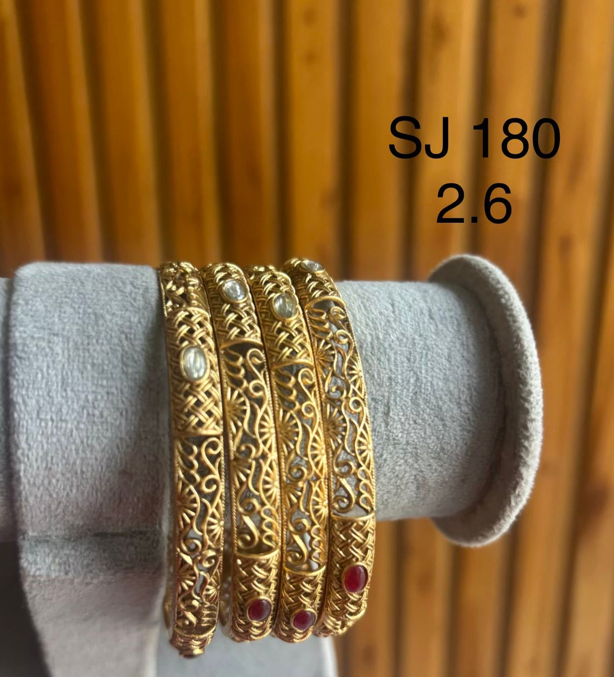 Kundan Slim Vine Stone Bangle Set — original client product photograph