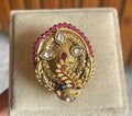 Brass material  one gram polish Kundan ring