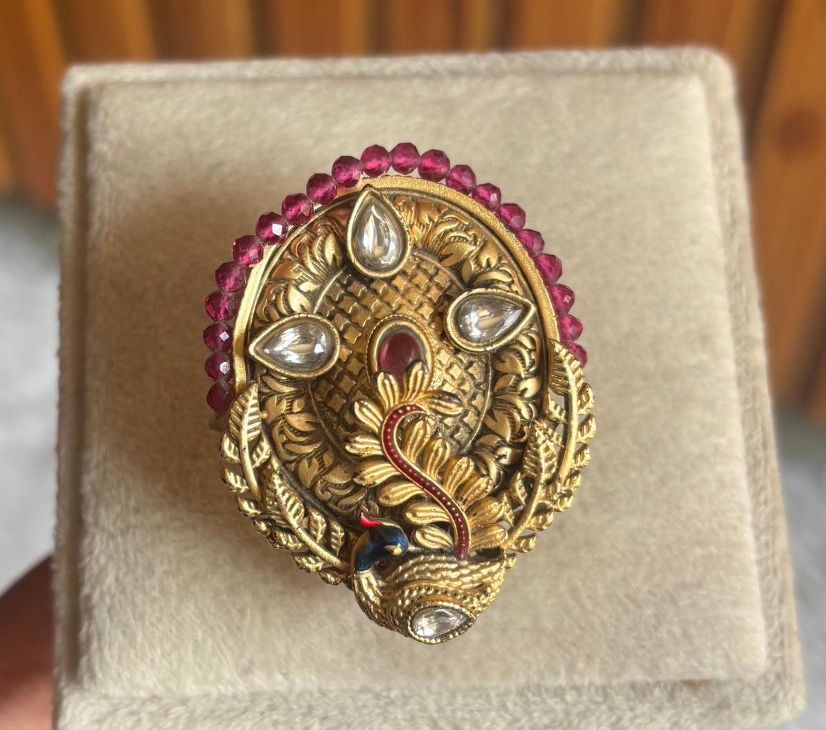Brass material  one gram polish Kundan ring