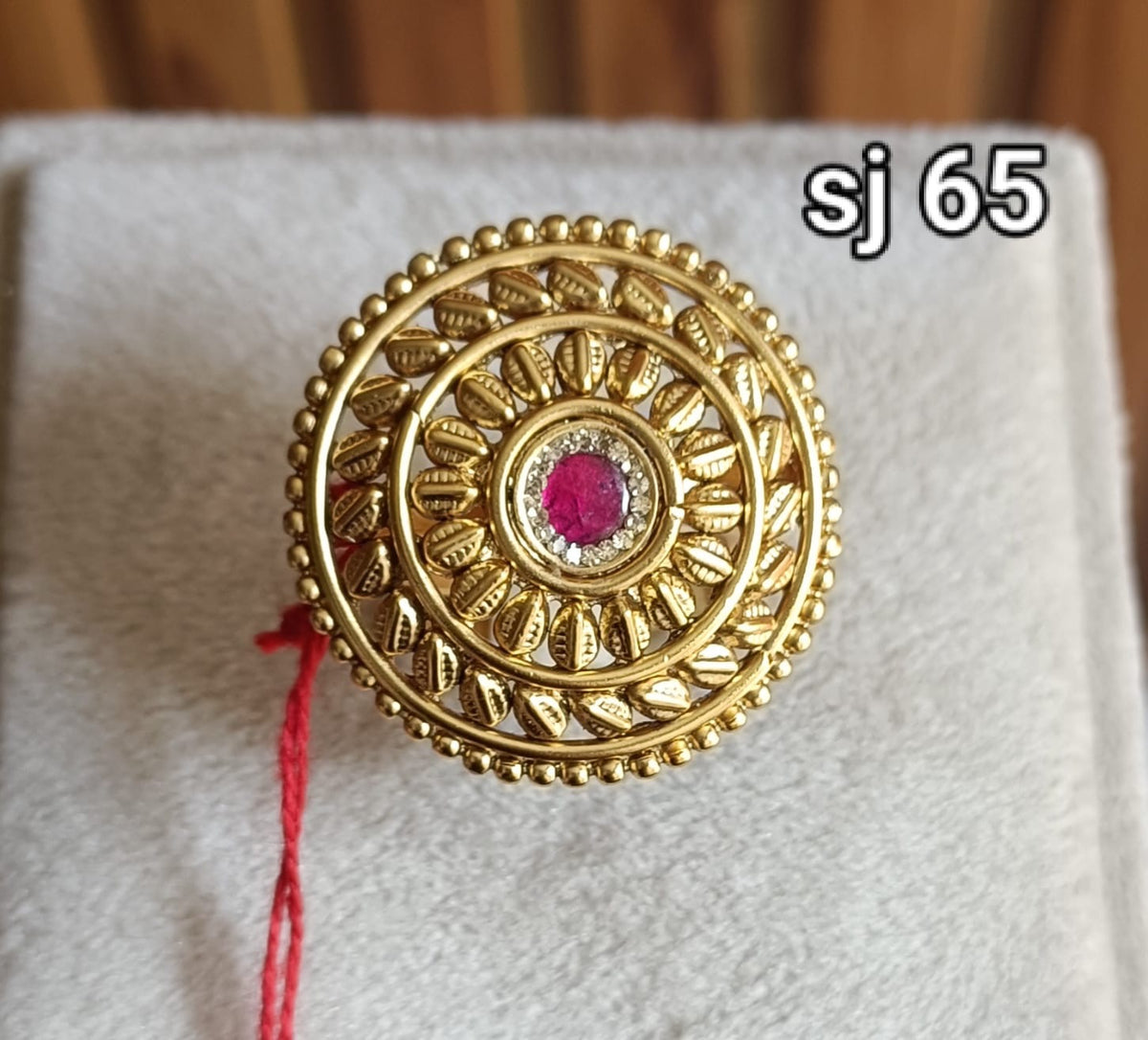 Brass material  one gram polish Kundan ring