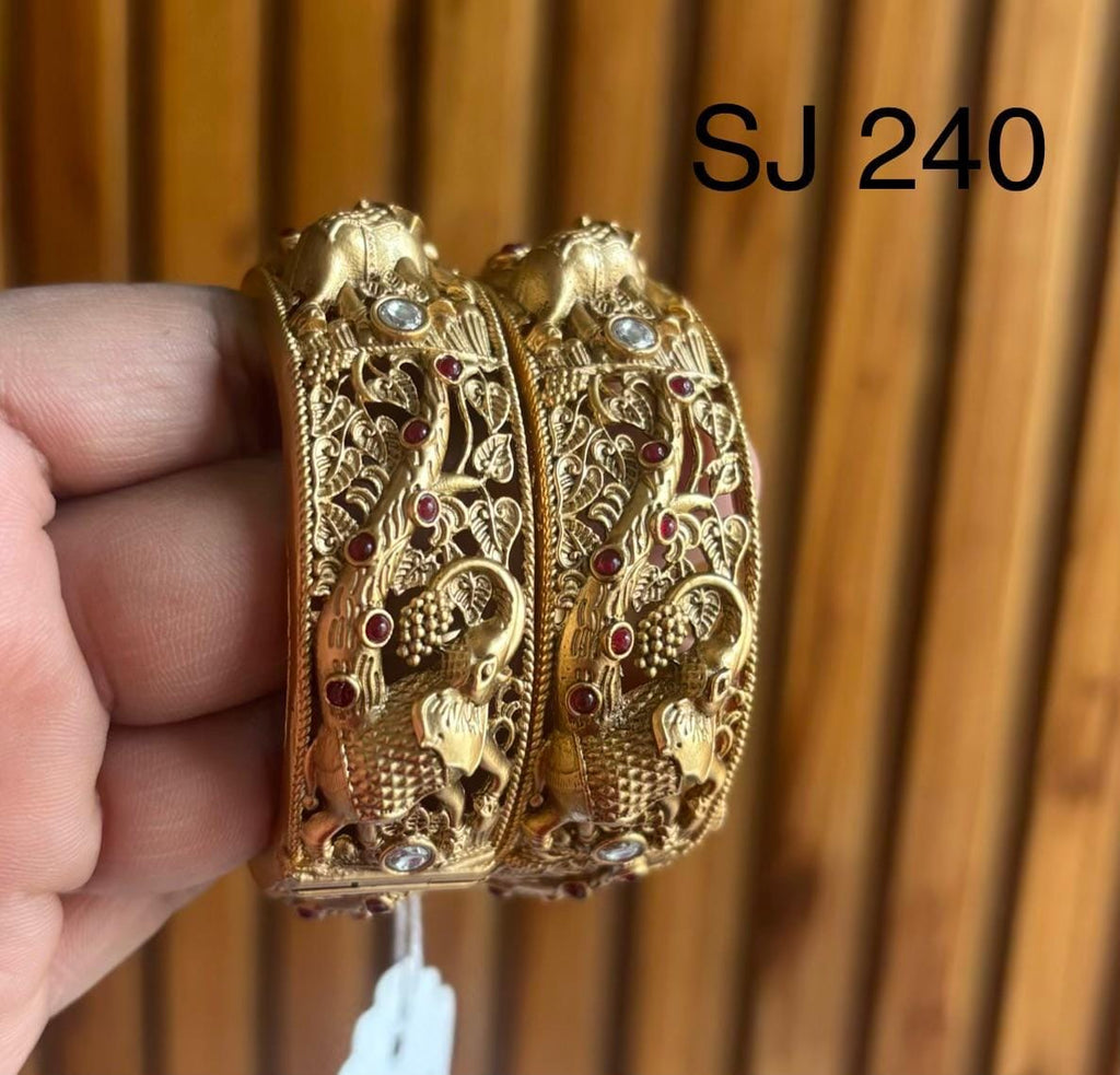 Kundan Peacock Vine Red Accent Bangle Set — original client product photograph