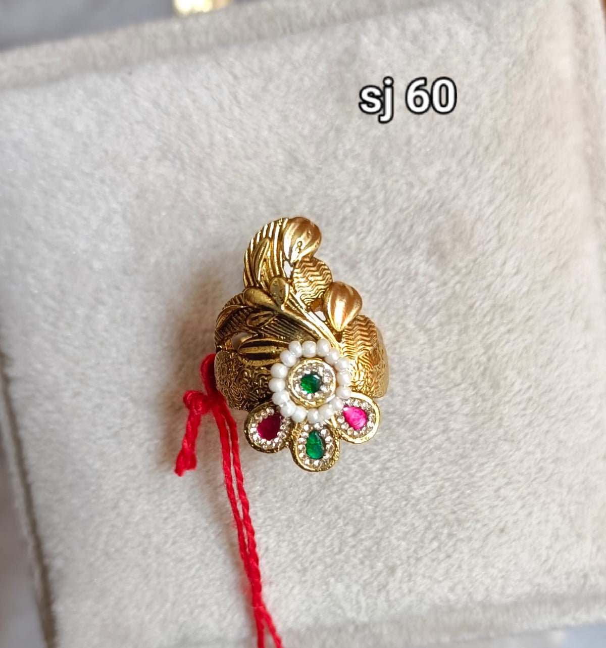 Brass material  one gram polish Kundan ring