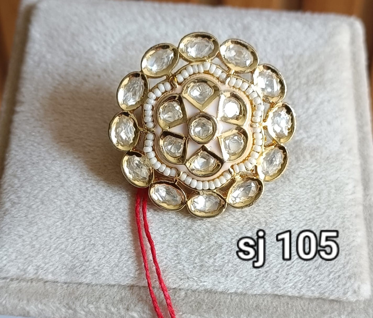 Brass material  one gram polish Kundan ring
