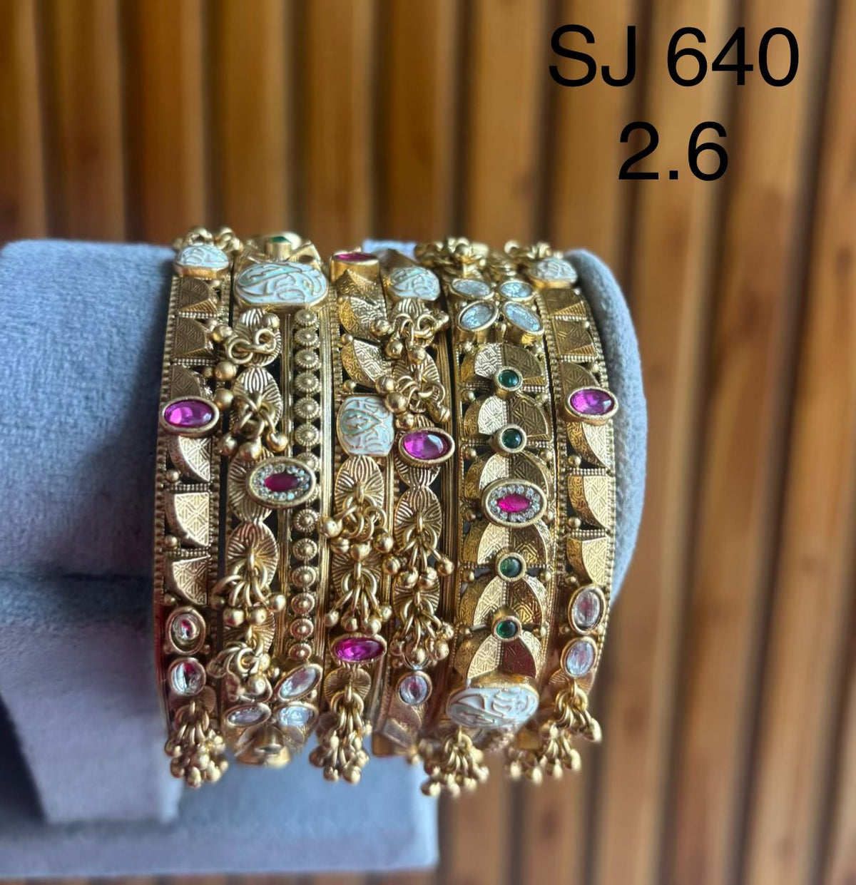 Kundan Peacock Multicolour Openwork Bangle Set — original client product photograph