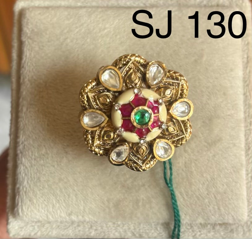 Brass material  one gram polish Kundan ring