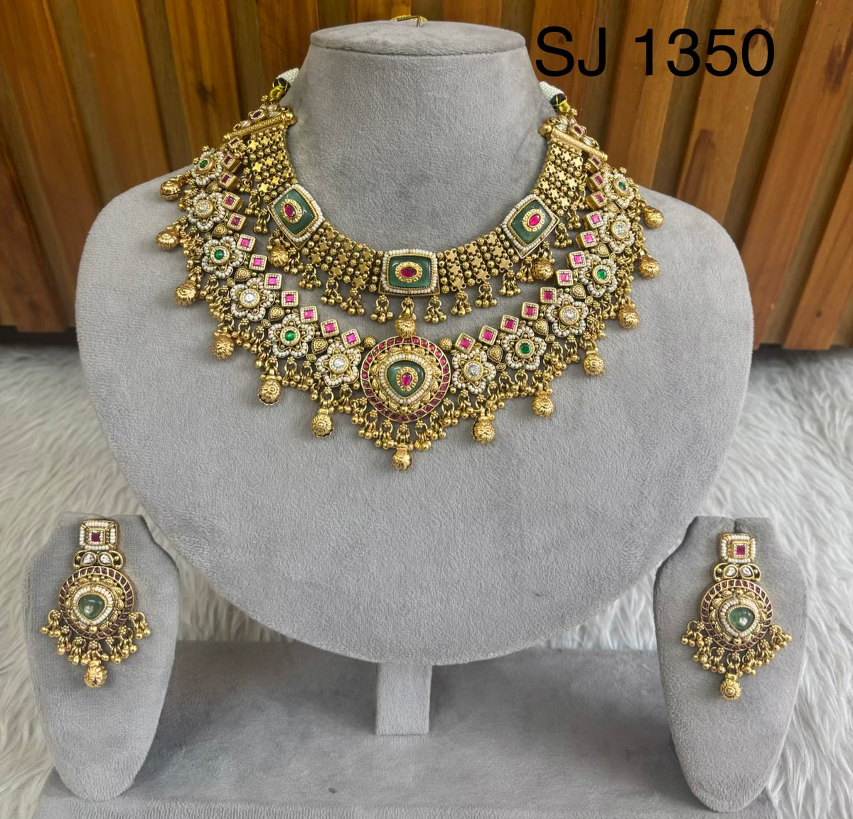 Brass material one gram polish kundan set