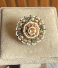 Brass material  one gram polish Kundan ring