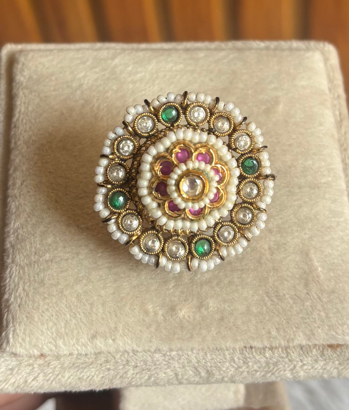 Brass material  one gram polish Kundan ring