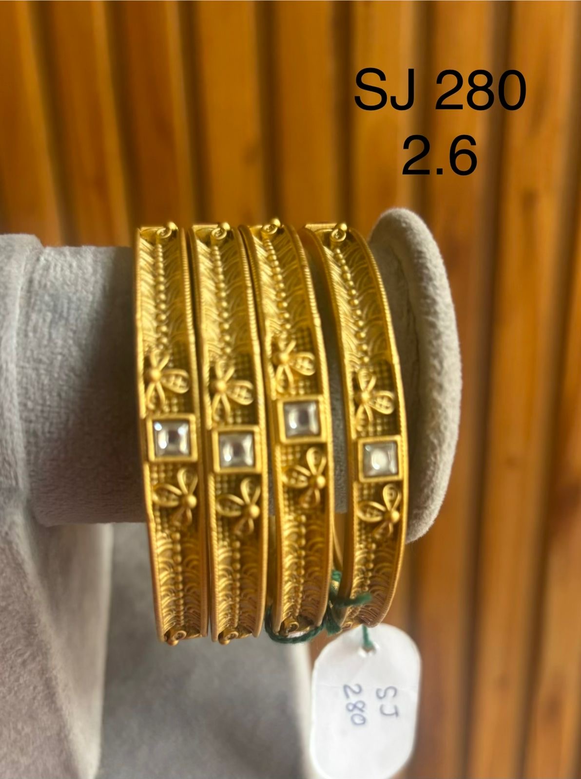 Kundan Square Stone Vine Bangle Set — original client product photograph