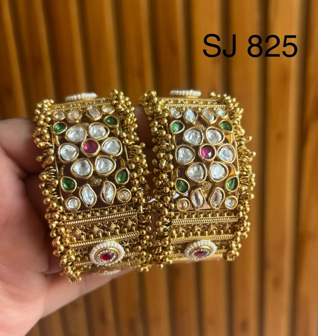 Kundan Wide Kundan Floral Bangle Set — original client product photograph