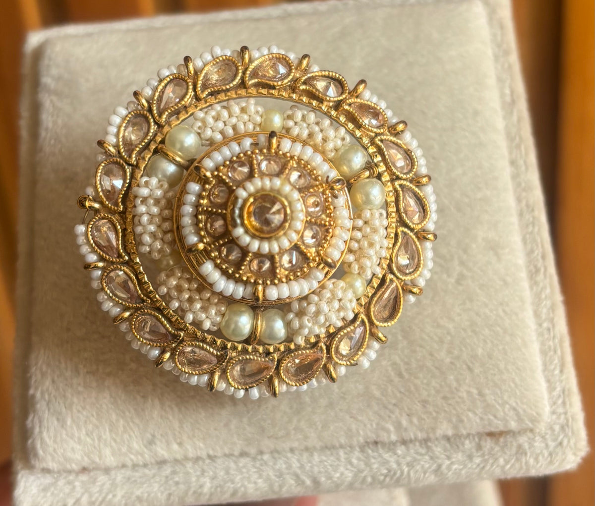 Brass material  one gram polish Kundan ring