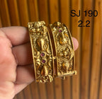Kundan Temple Motif Pink Accent Bangle Set — original client product photograph