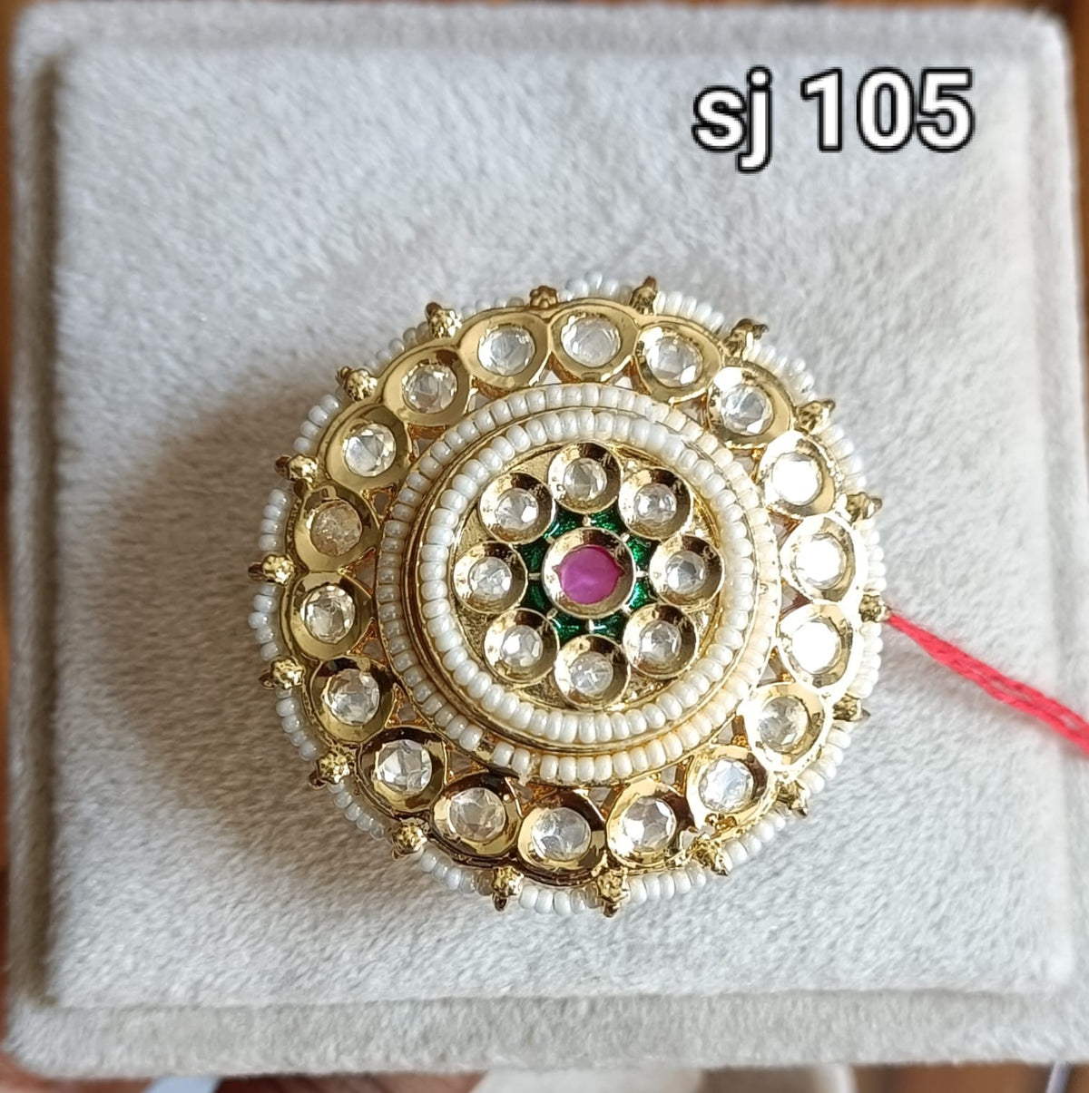 Brass material  one gram polish Kundan ring