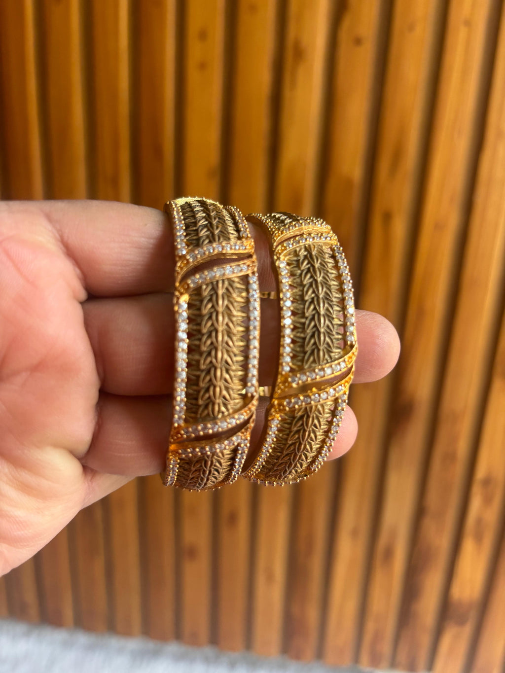 Kundan Fine Lattice Bar Bangle Set — original client product photograph