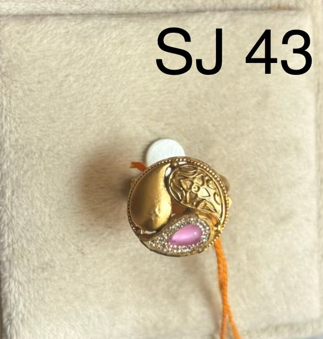 Brass material  one gram polish Kundan ring