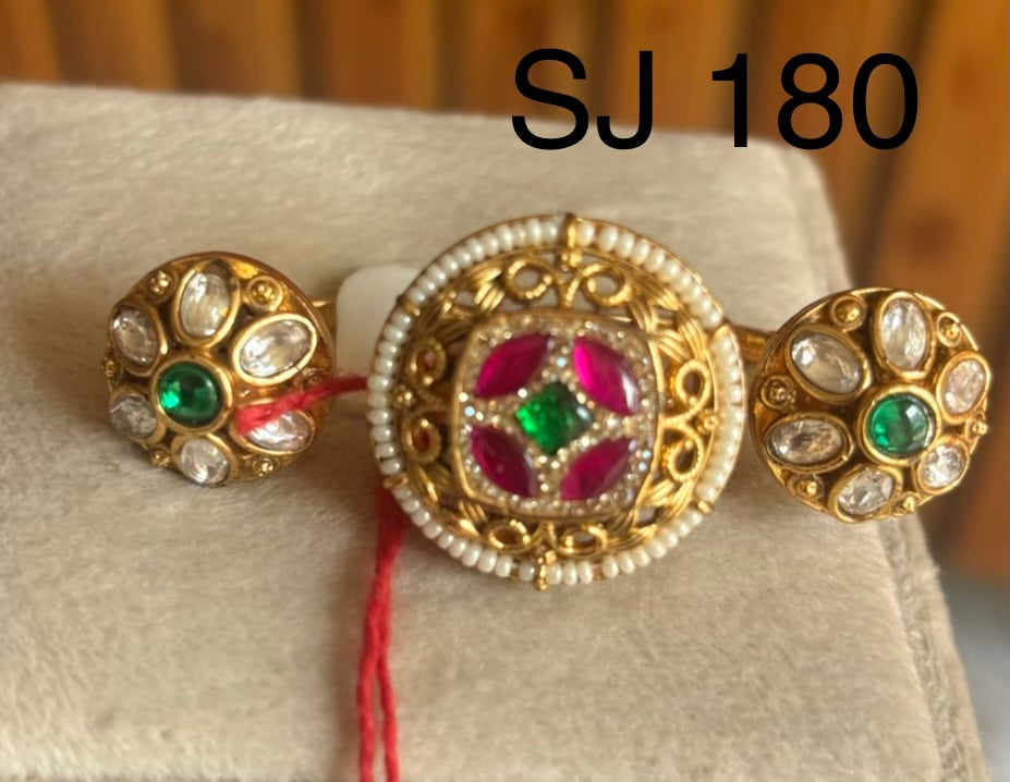 Brass material  one gram polish Kundan ring