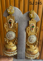 Fusion Peacock Coin Jhumka Earrings — original product photograph
