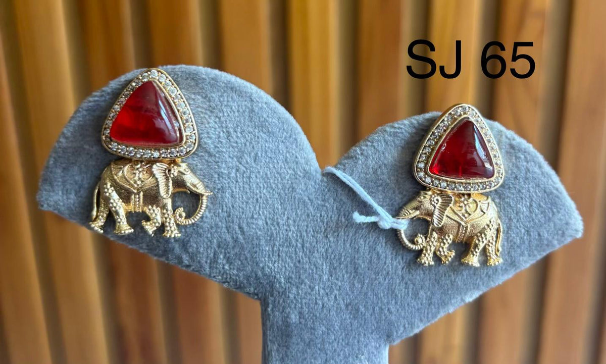Fusion Red Triangle Elephant Earrings — original product photograph
