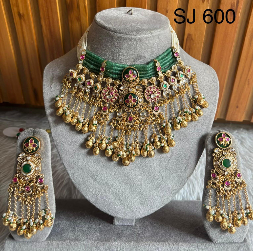 Heritage Green Bead Fringe Choker Set — original product photograph