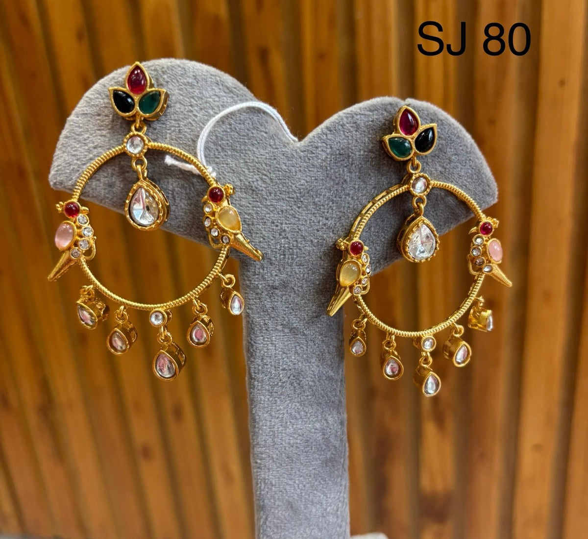 Fusion Red & Green Hoop Drop Earrings — original product photograph