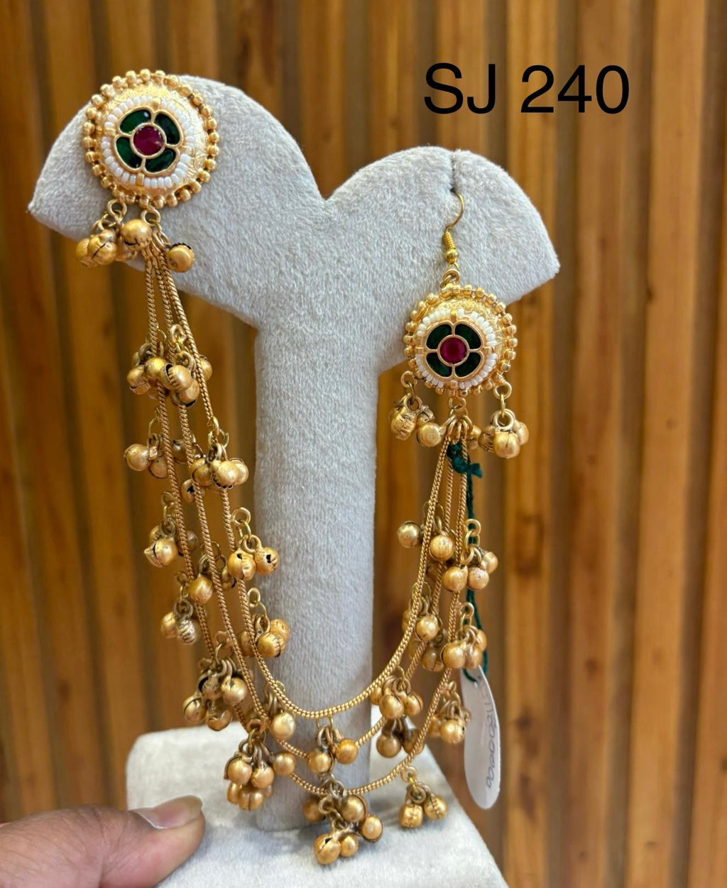 Fusion Red Teardrop Chain Earrings — original product photograph