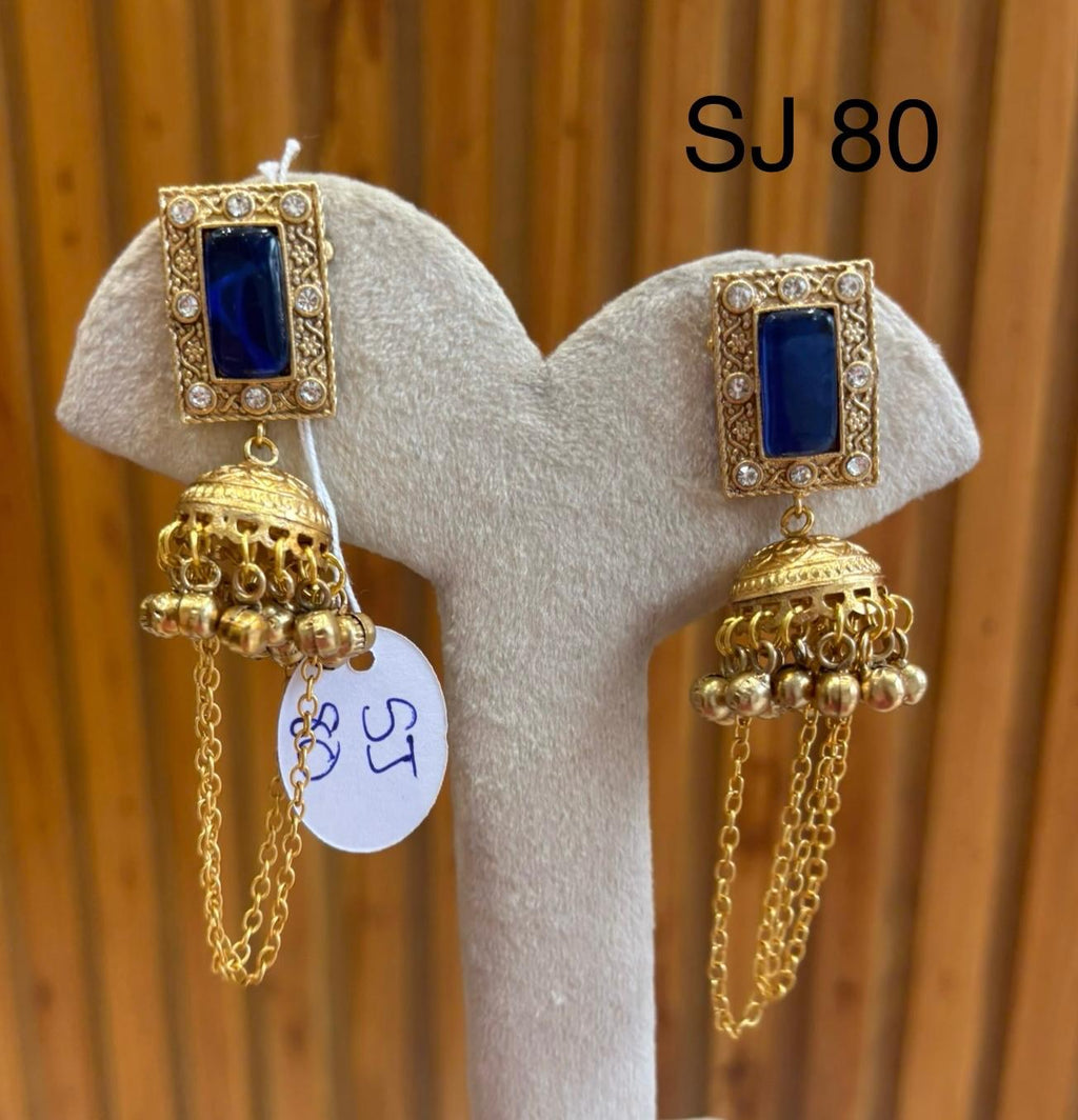 Fusion Blue Rectangle Tassel Earrings — original product photograph